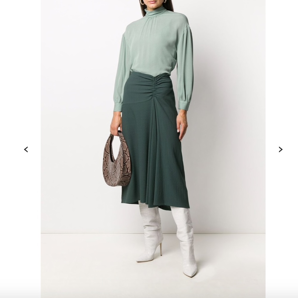 New Vince Ruched Crepe Midi Skirt - Picture 5 of 10